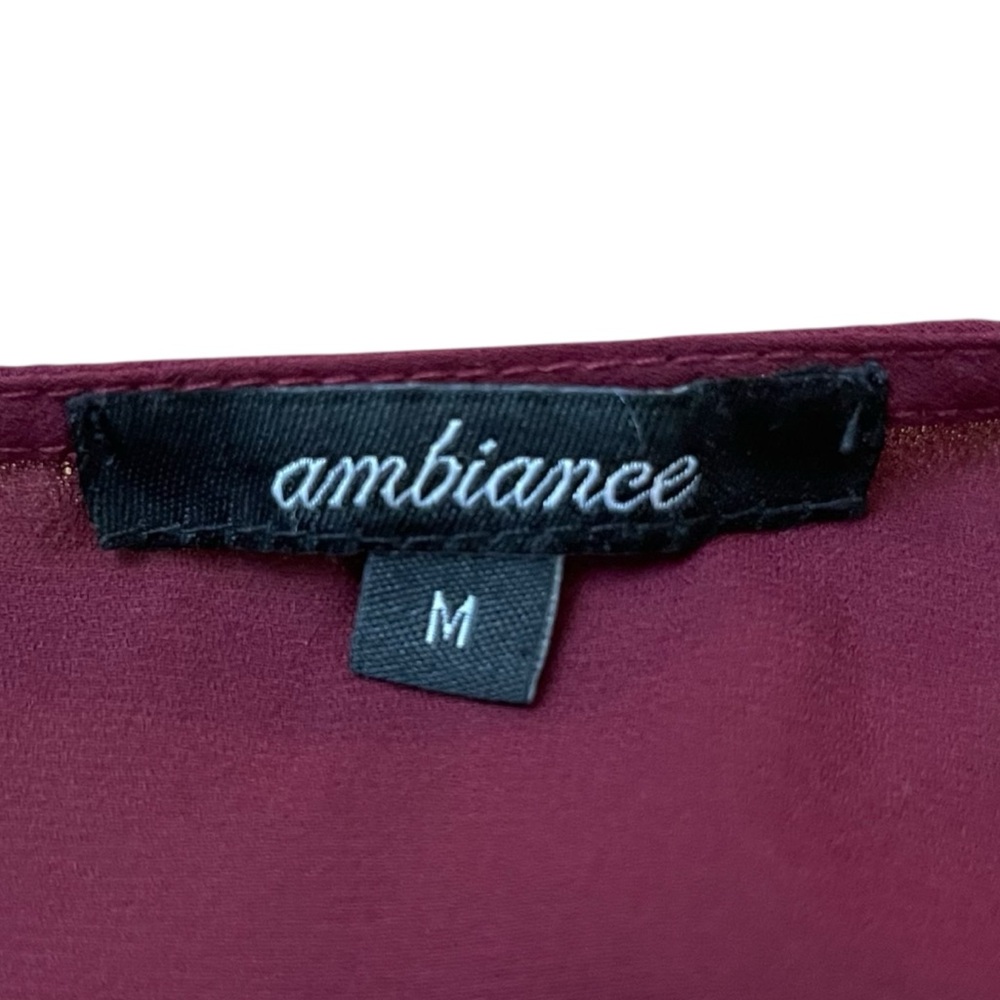 Burgundy Crop Wrap Ruffle Bell‎ Sleeve Blouse Sz. M - Picture 3 of 7